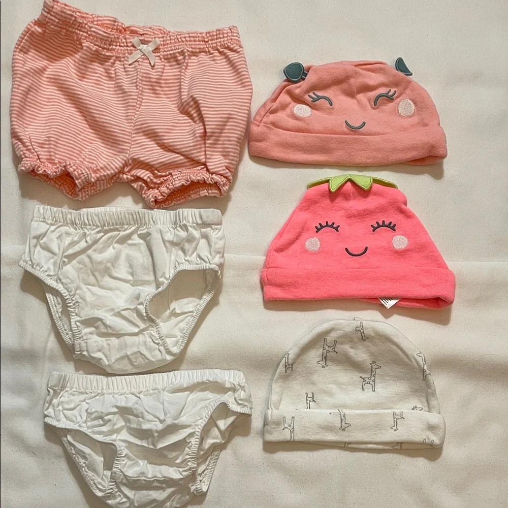 Pink and White Kids Hats and Underwear/panties